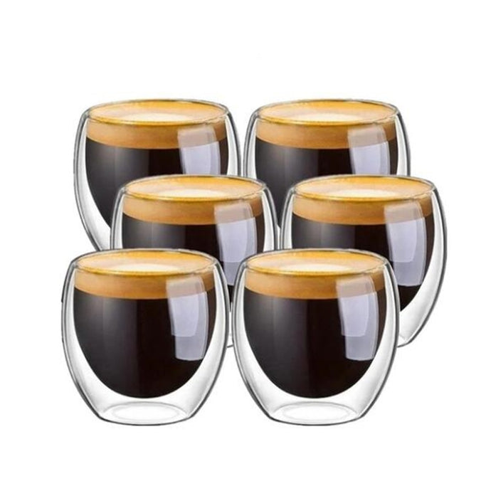 2-4-6 Pcs/set  80/250/350/450ML Double Wall Handmade Heat Resistant Coffee Cup